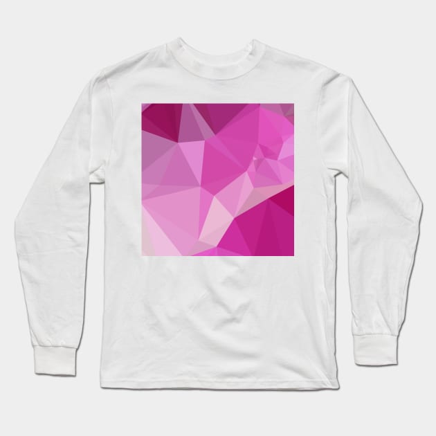 Fashion Fuchsia Pink Abstract Low Polygon Background Long Sleeve T-Shirt by retrovectors